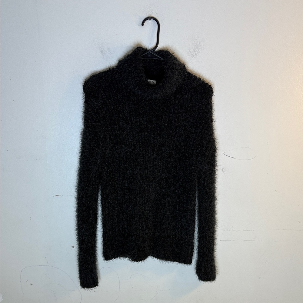 Others Follow Fuzzy Black Turtleneck Sweater Size XS